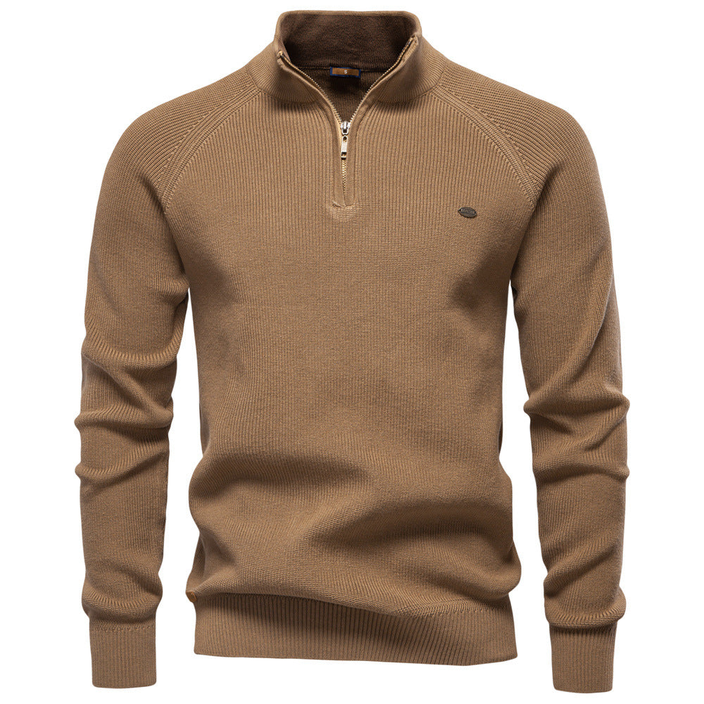 Corrado | Maglione Con Mezza Zip In Maglia Pregiata - Cammello