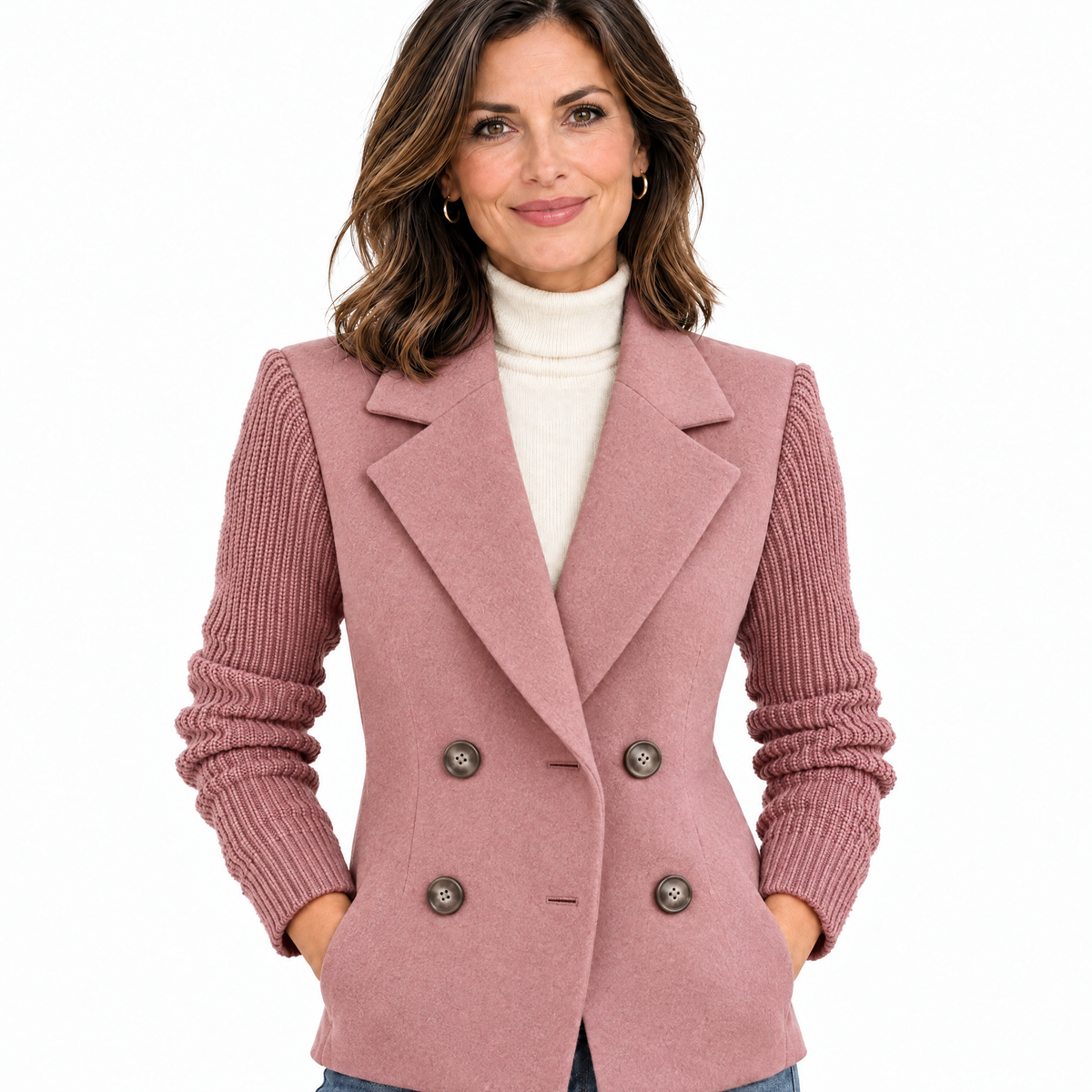 Costanza | Blazer Bicolore Con Maniche A Coste - Rosa