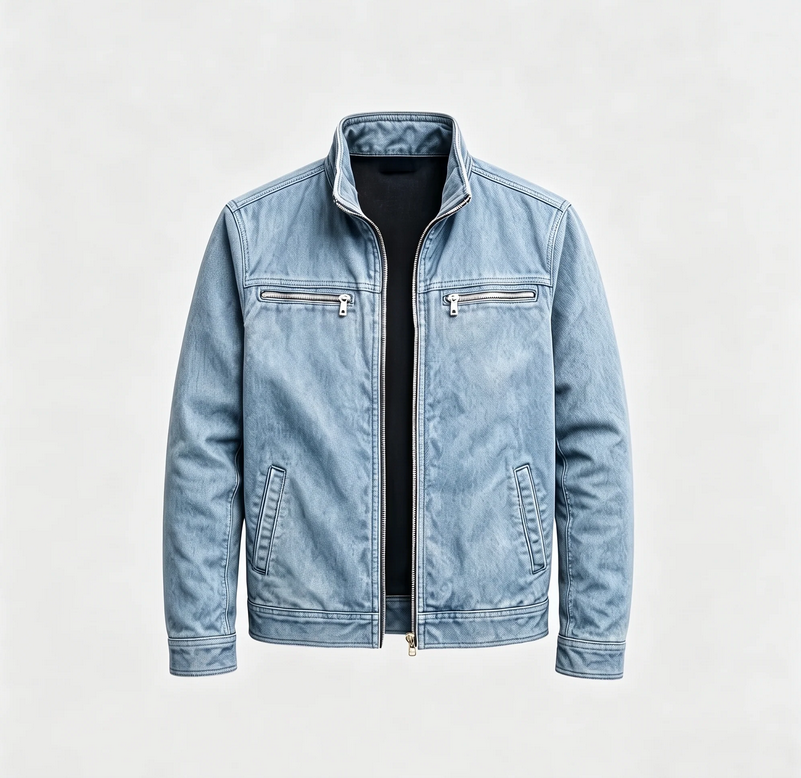 Tommaso | Giacca Da Campo Vintage Con Zip - Azzurro