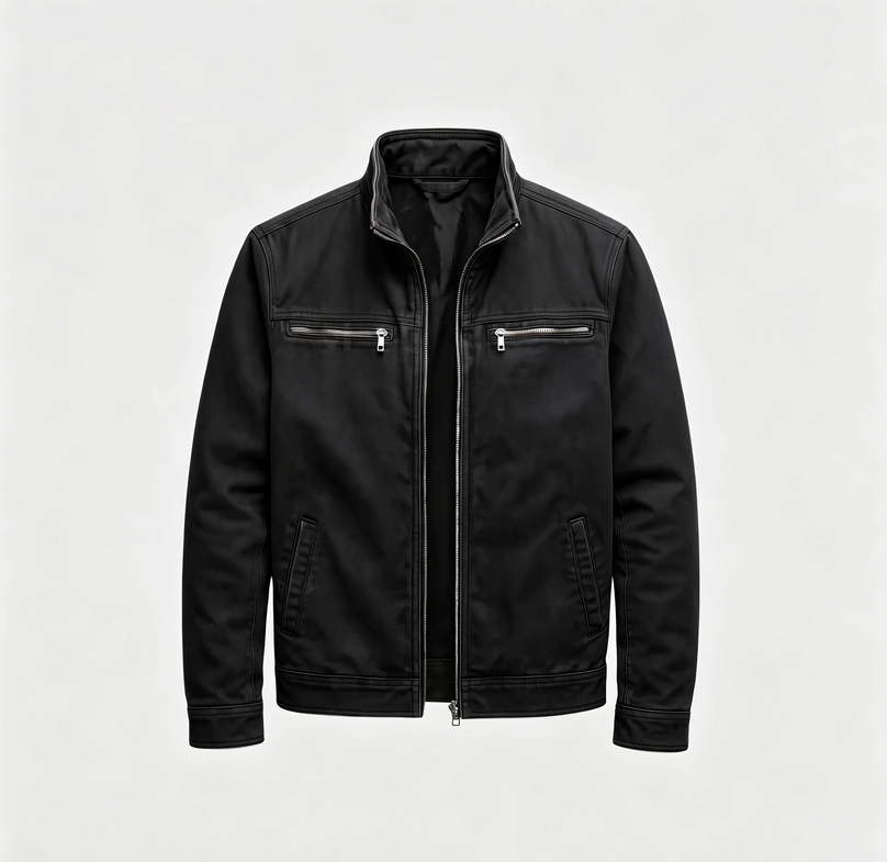 Tommaso | Giacca Da Campo Vintage Con Zip - Nero