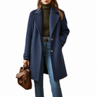 Benedetta | Cappotto Midi Con Revers Elegante - Blu navy