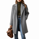 Benedetta | Cappotto Midi Con Revers Elegante - Grigio