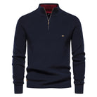 Corrado | Maglione Con Mezza Zip In Maglia Pregiata - Blu navy