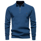 Corrado | Maglione Con Mezza Zip In Maglia Pregiata - Blu