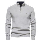 Corrado | Maglione Con Mezza Zip In Maglia Pregiata - Grigio chiaro