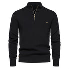 Corrado | Maglione Con Mezza Zip In Maglia Pregiata - Nero