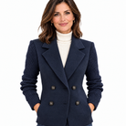 Costanza | Blazer Bicolore Con Maniche A Coste - Blu navy