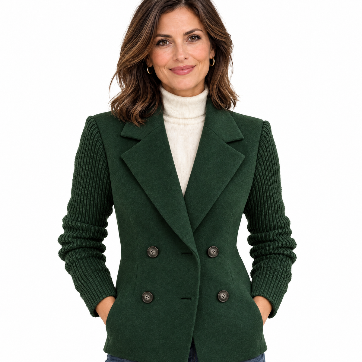 Costanza | Blazer Bicolore Con Maniche A Coste - Verde