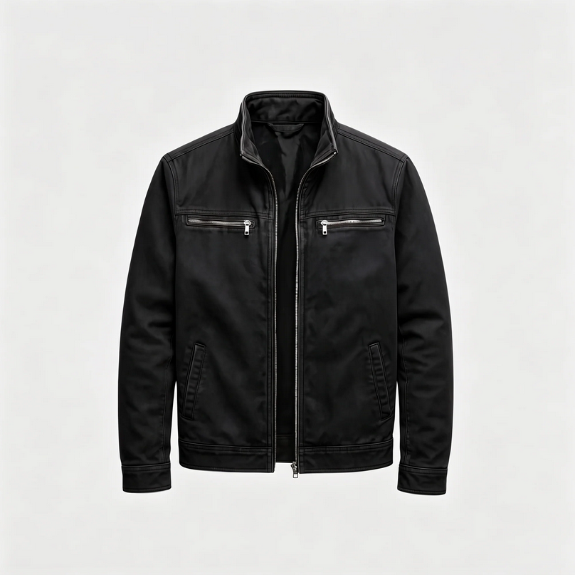 Tommaso | Giacca Da Campo Vintage Con Zip - Nero