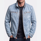 Tommaso | Giacca Da Campo Vintage Con Zip - Azzurro