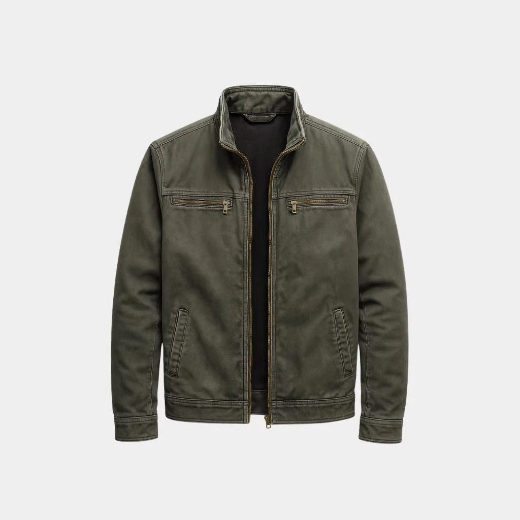 Tommaso | Giacca Da Campo Vintage Con Zip - Verde